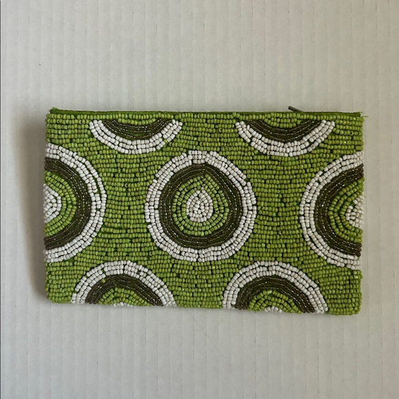 Green Beaded Clutch/wallet - Picture 2 of 4